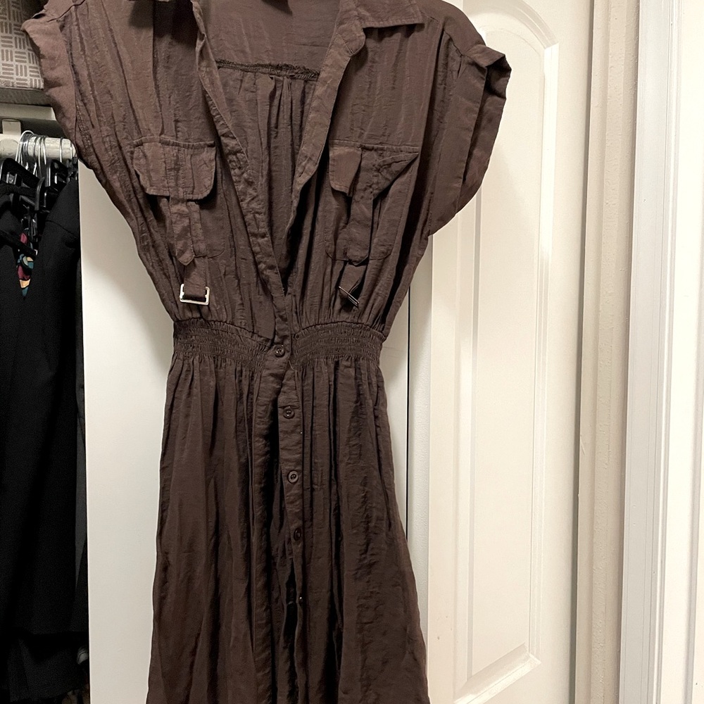Cinched Waist Shirt Dress